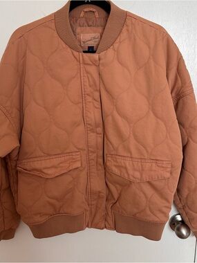 Universal Thread Quilted Bomber Jacket - Peach/Tan